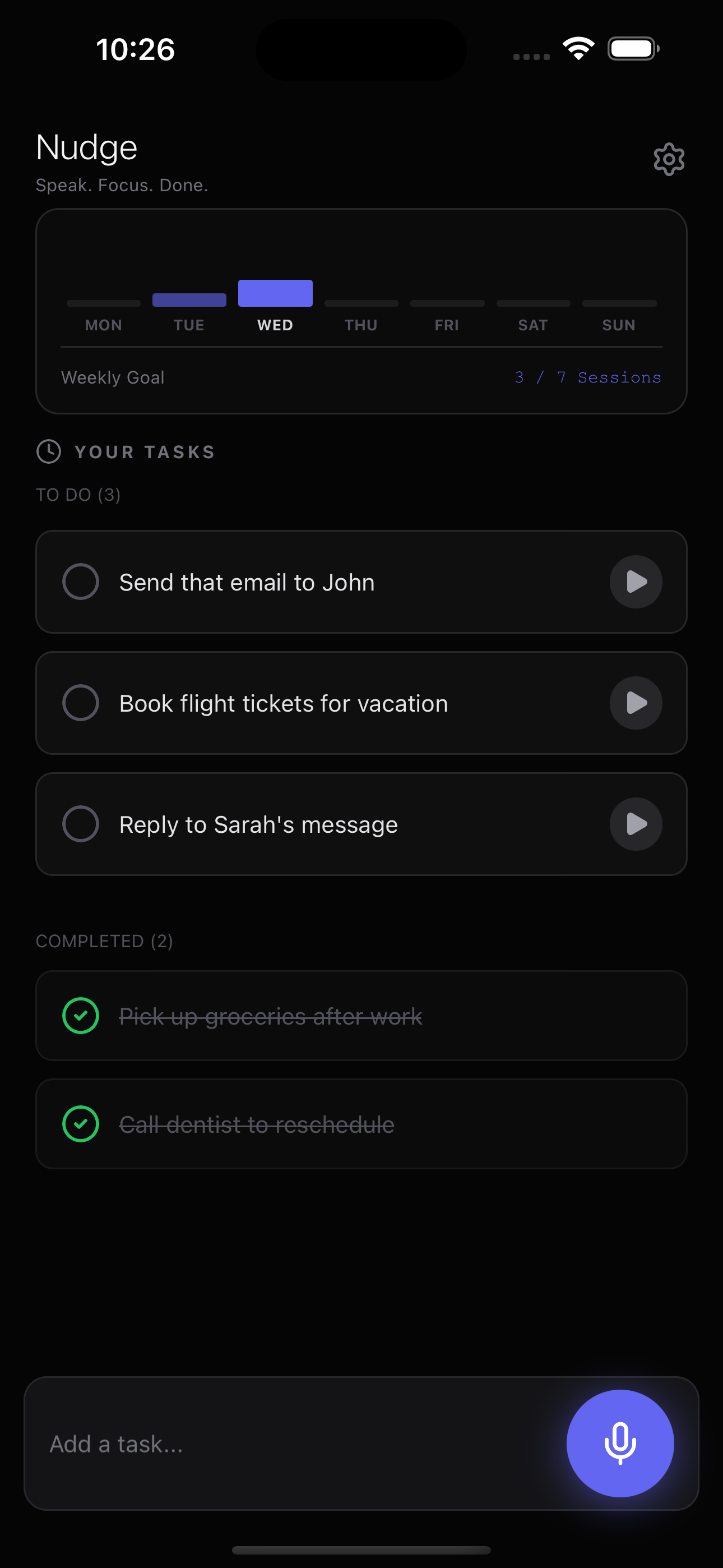 Task list with weekly heatmap